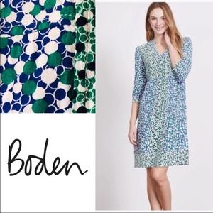 Boden Mollie Tunic Blue Green Dot Circles Shift Dress Women's Size 4